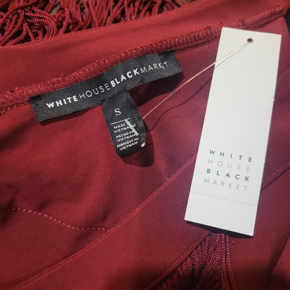 White House Dark Rouge Market  Flapper Fringe Cocktail Dress Size Small - Picture 3 of 6